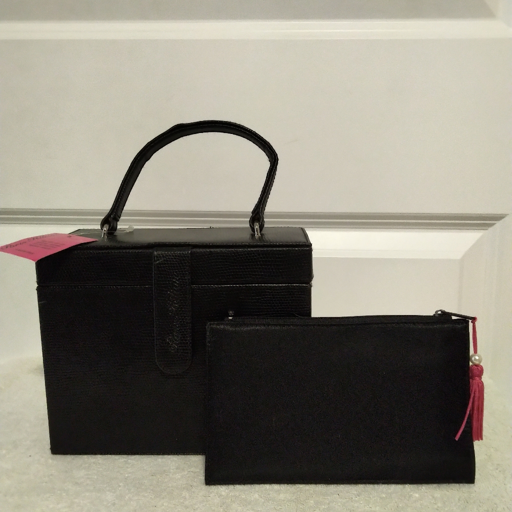 Brand New Paris Hilton Black TopHandle Bag With Zip Pouch